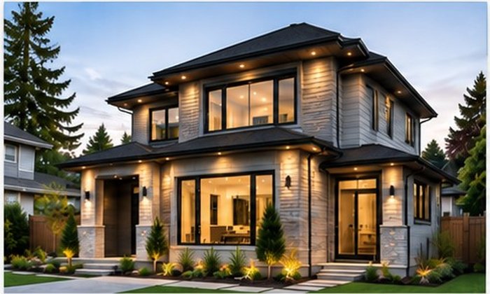 Custom built modern home exterior