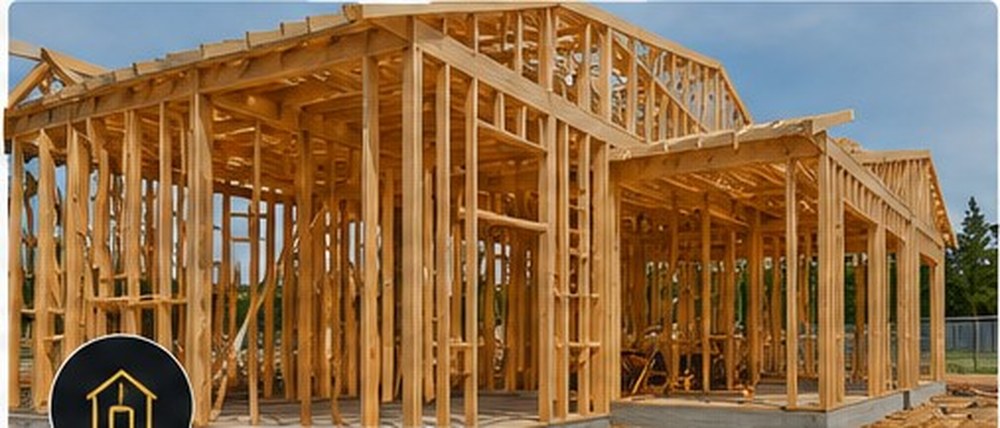 Wood framing structure of a house under construction